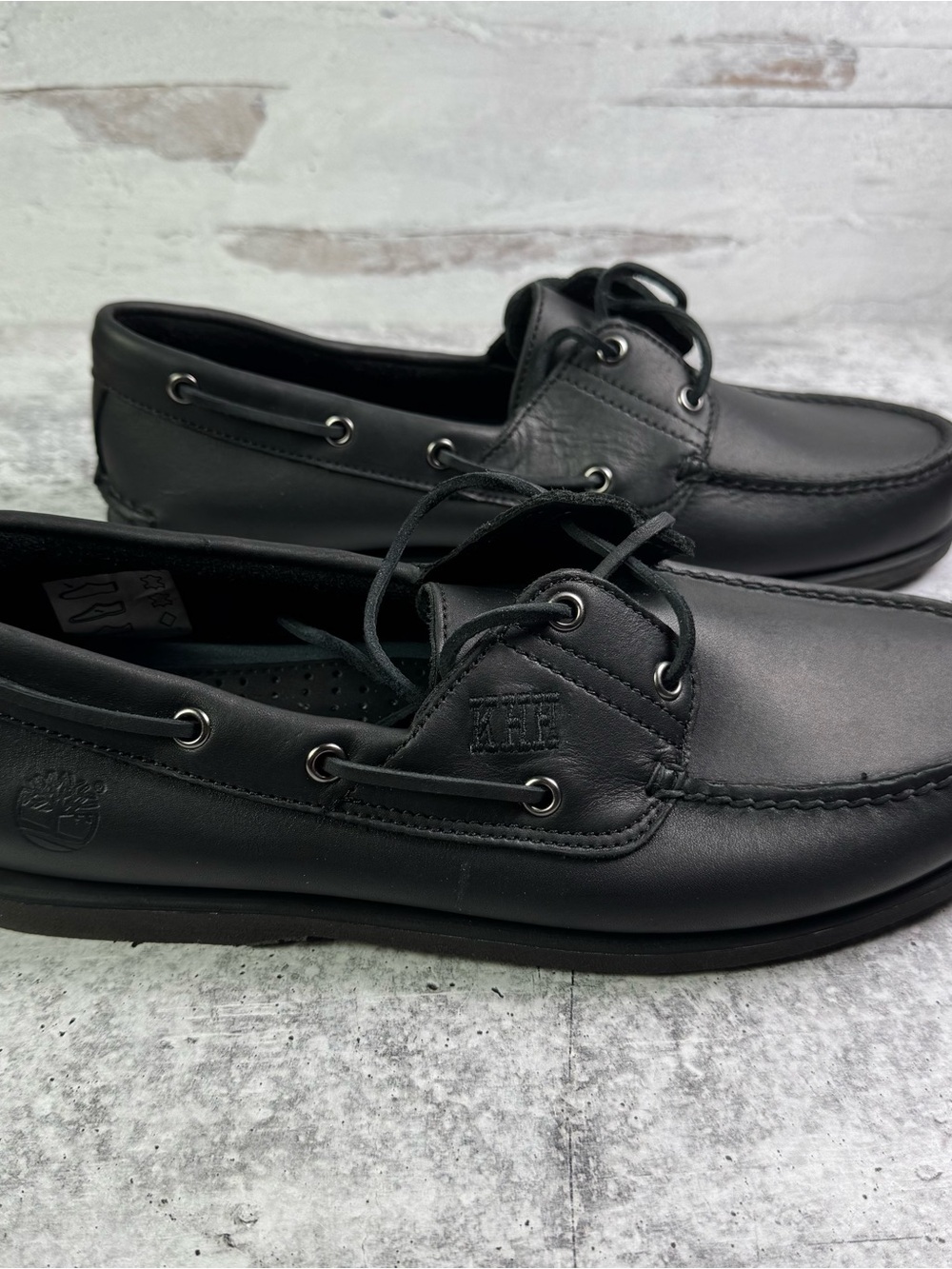 Timberland Custom Classic 2-Eye Leather Boat Shoes Black Men's Size 12 NIB KHH - Picture 3 of 9
